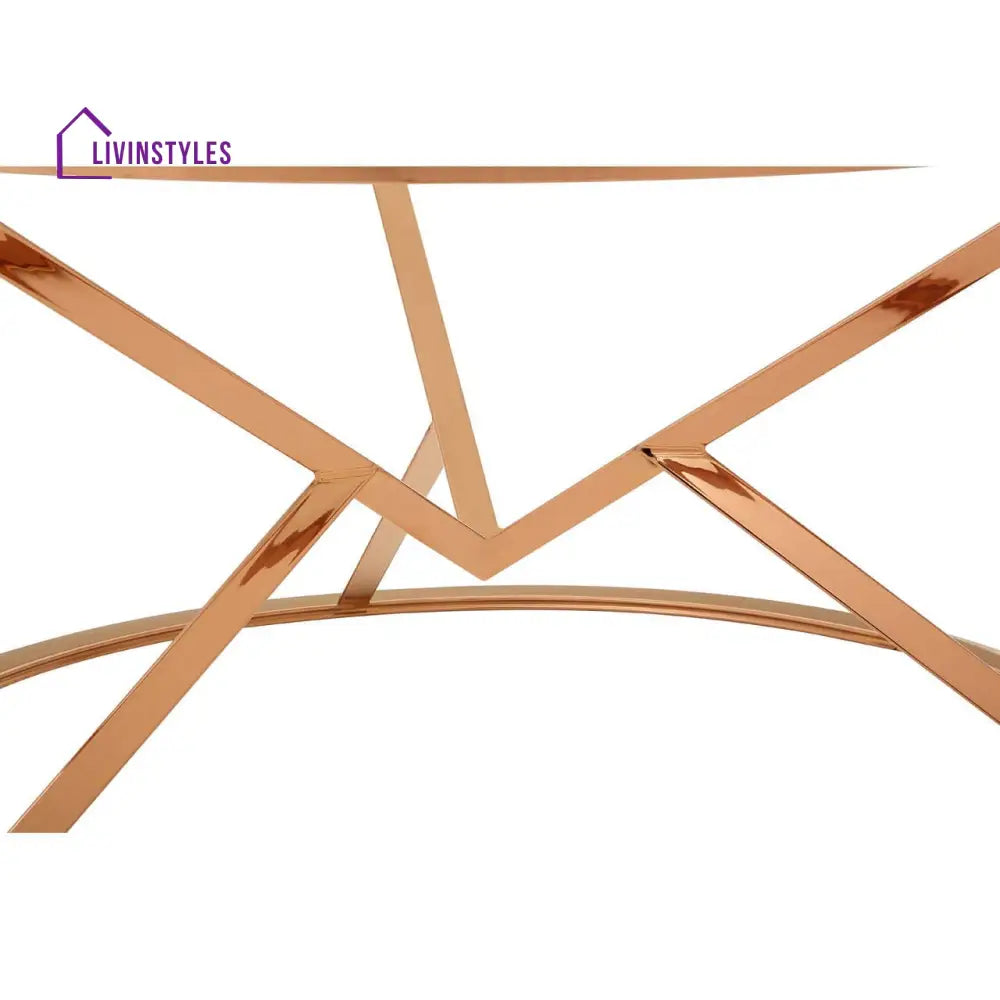 Neha Corseted Round Rose Gold Coffee Table Living