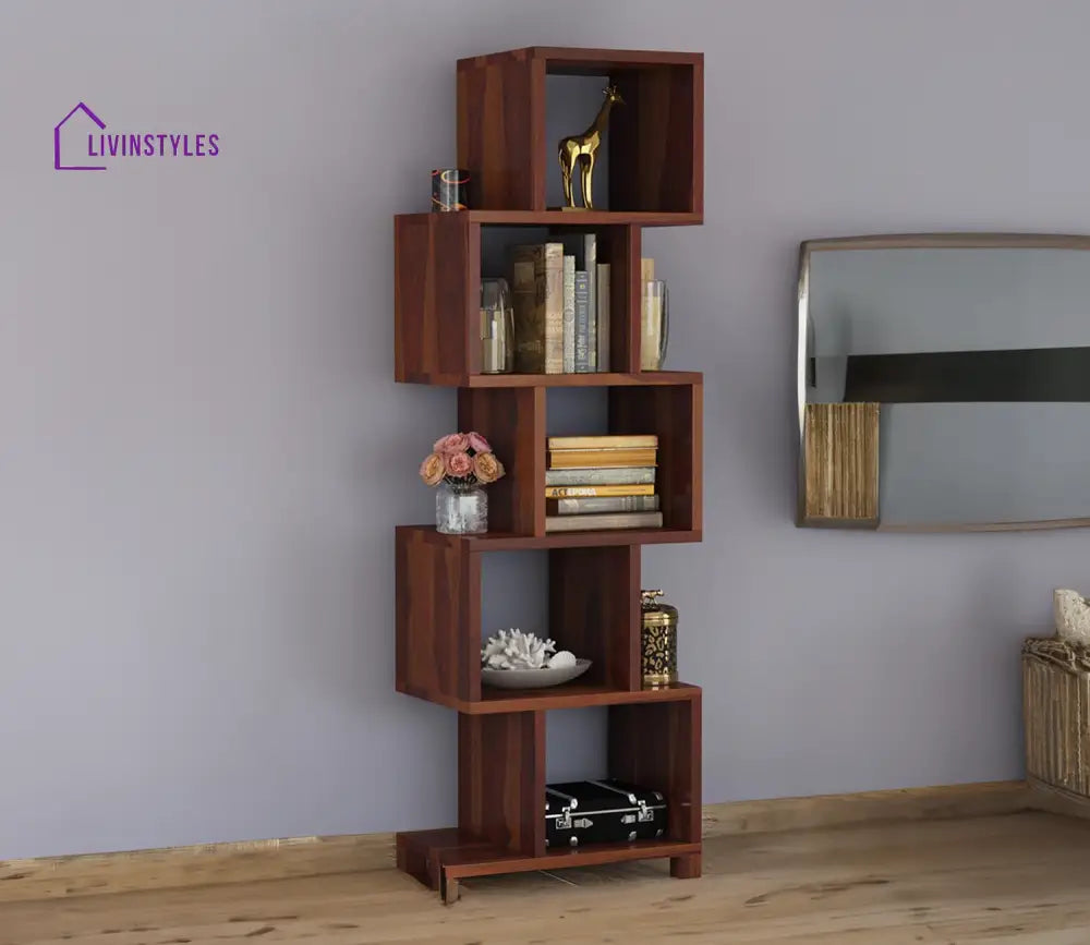 Neha Sheesham Wood Book Shelf (Honey Finish)