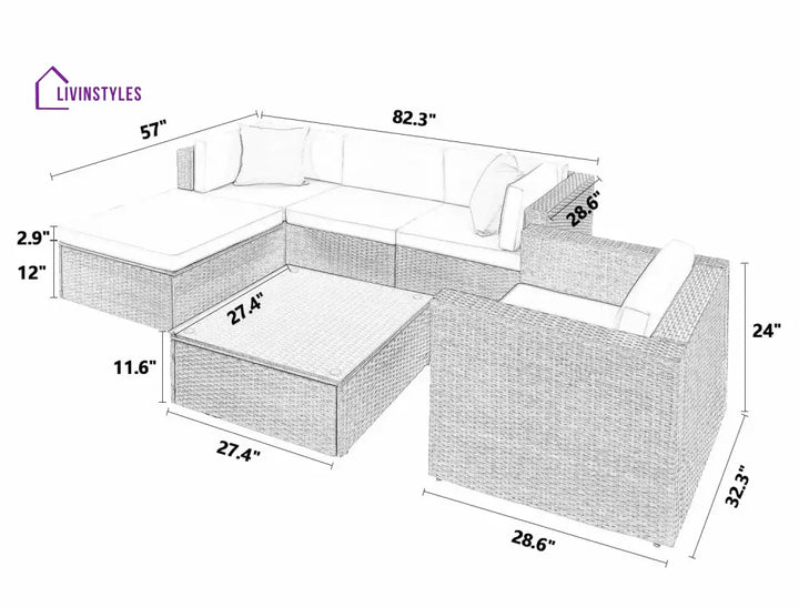 Nesiya Outdoor Sofa Set 5 Seater And 1 Center Table (Dark Brown) Sets