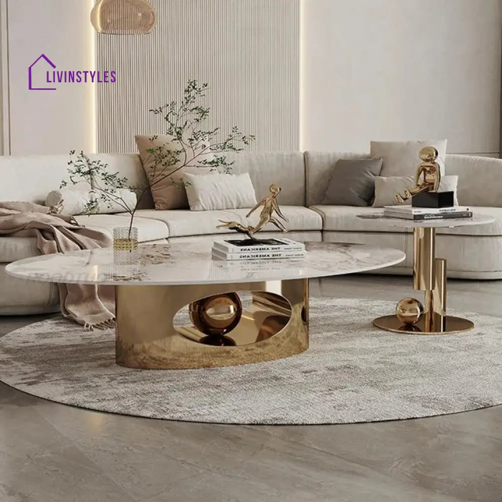 Nia Golden Centre Table For Living Room Glossy Gold