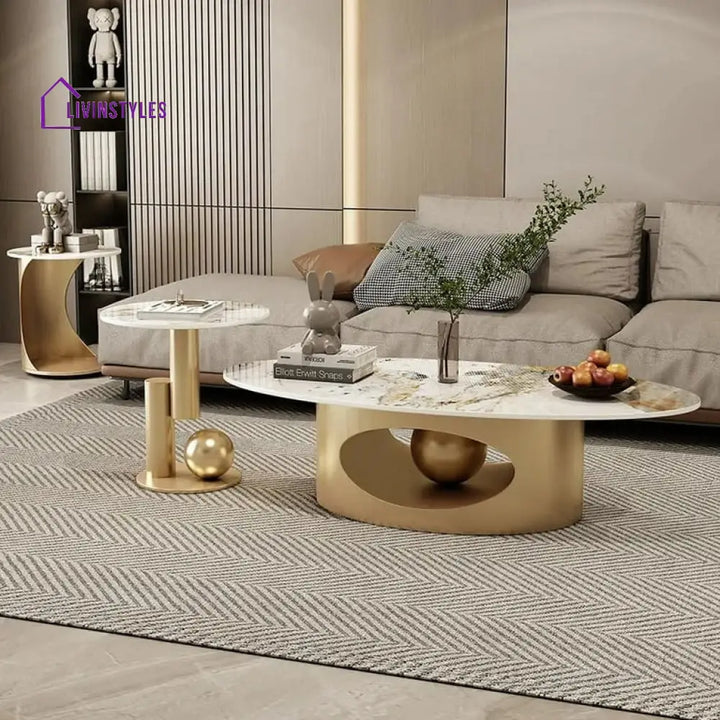 Nia Golden Centre Table For Living Room Matt Gold