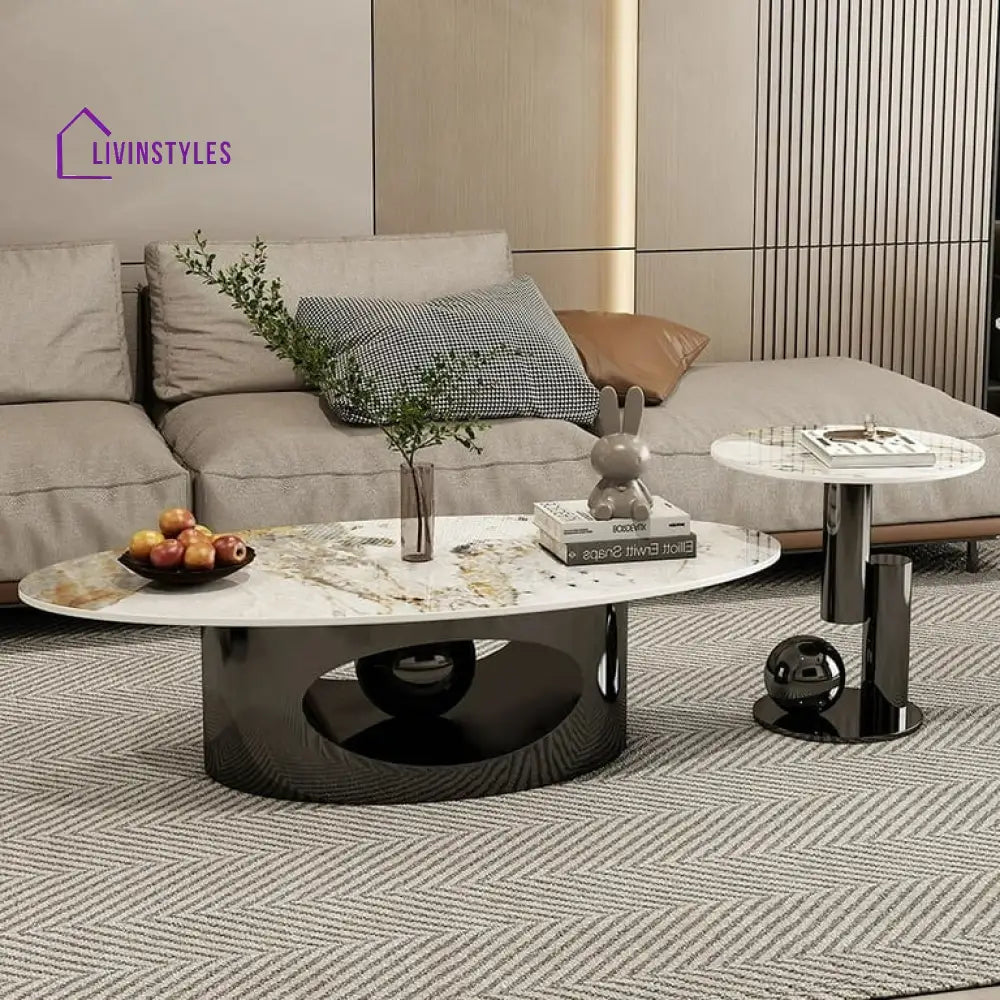 Nia Golden Centre Table For Living Room Metallic Black