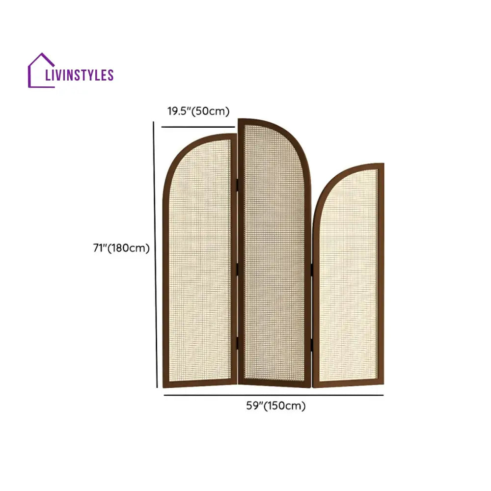 Nia Wooden and Cane Weaving Room Partition for Living Room