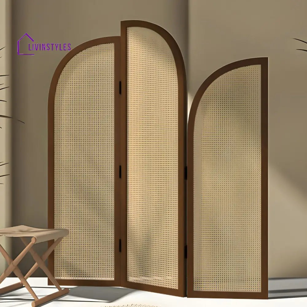 Nia Wooden and Cane Weaving Room Partition for Living Room