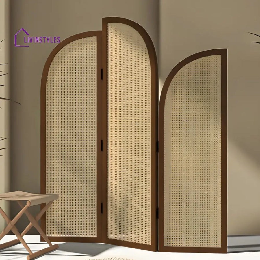 Nia Wooden and Cane Weaving Room Partition for Living Room