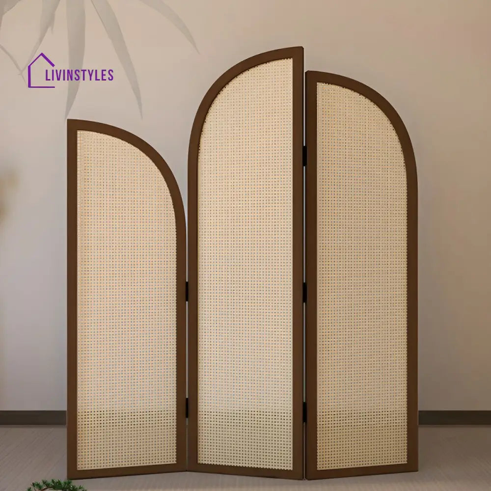 Nia Wooden and Cane Weaving Room Partition for Living Room