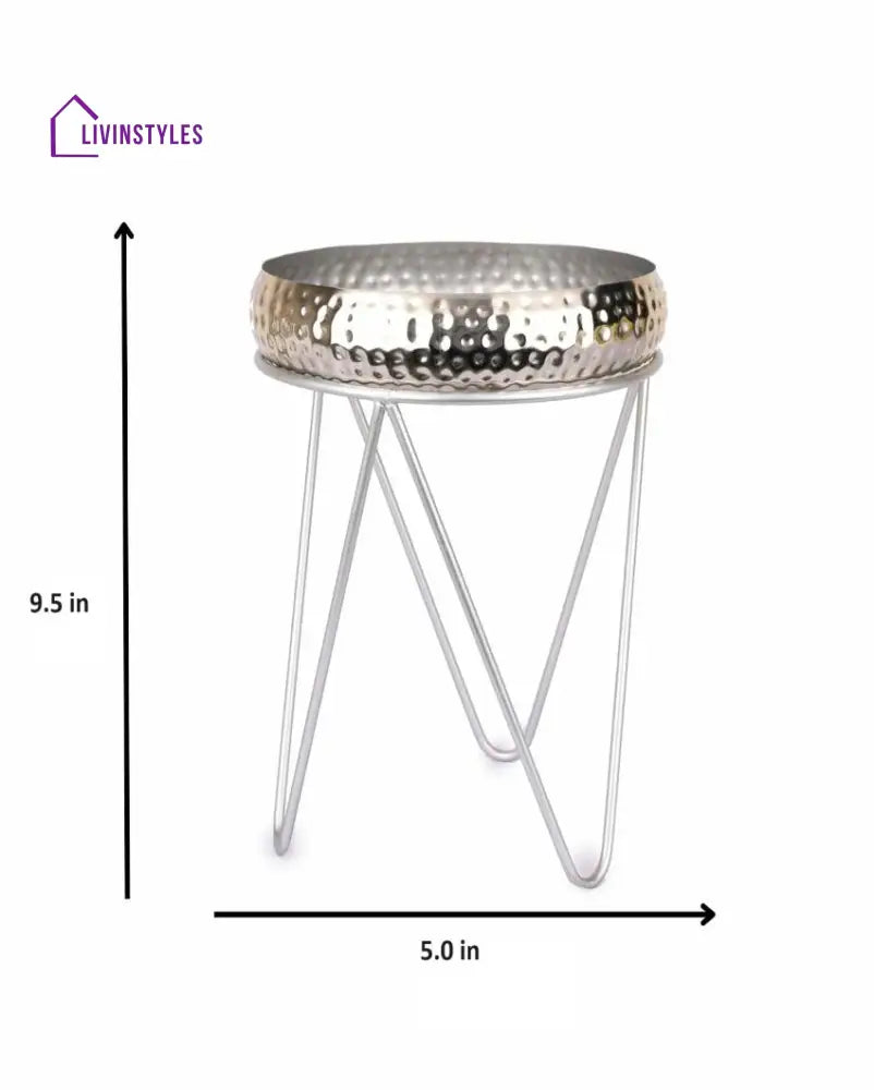 Nickel Finish Round Urli