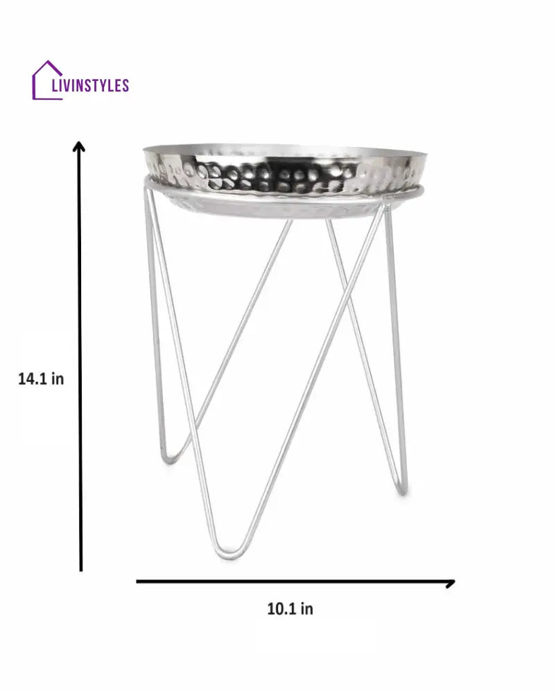 Nickel Finish Round Urli