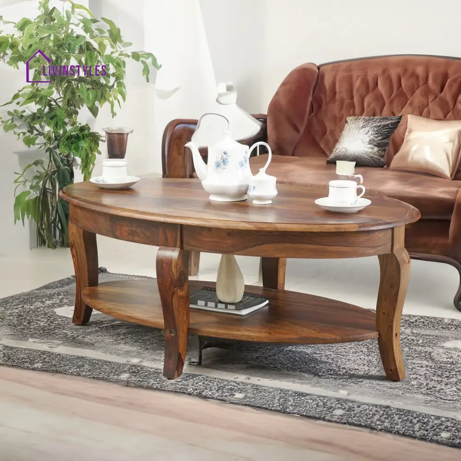 Nicolas Sheesham Wood Oval Coffee Table