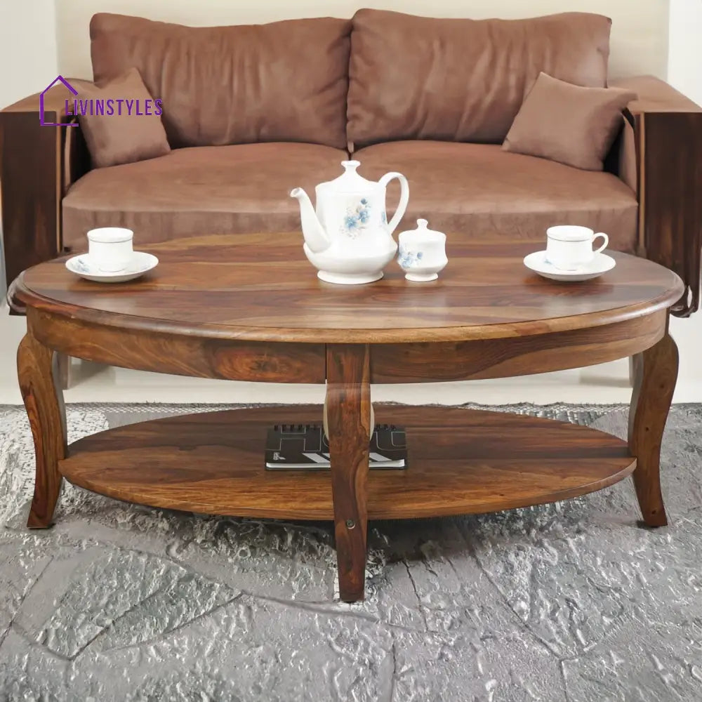 Nicolas Sheesham Wood Oval Coffee Table