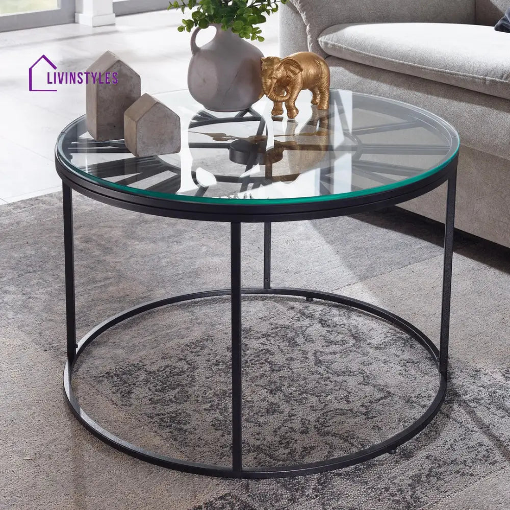 Nidhi Clock Coffee Table For Living Room - Black