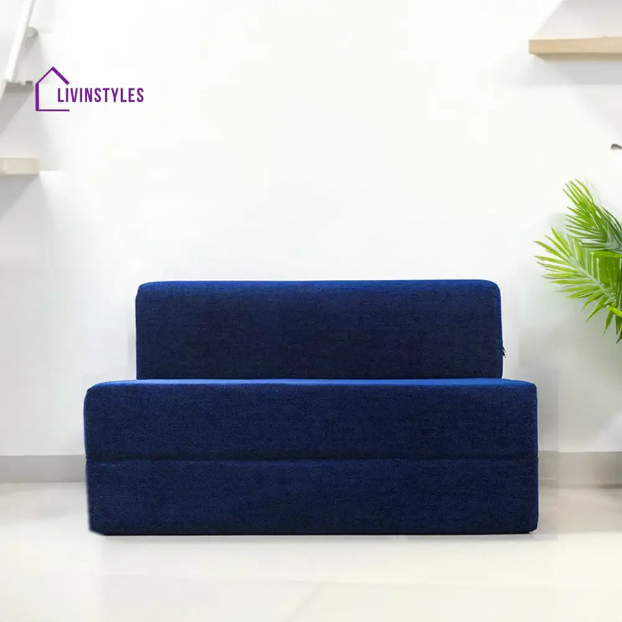 Nidhi Jute Sofa Bed Blue | 4 X 6 Two Seater