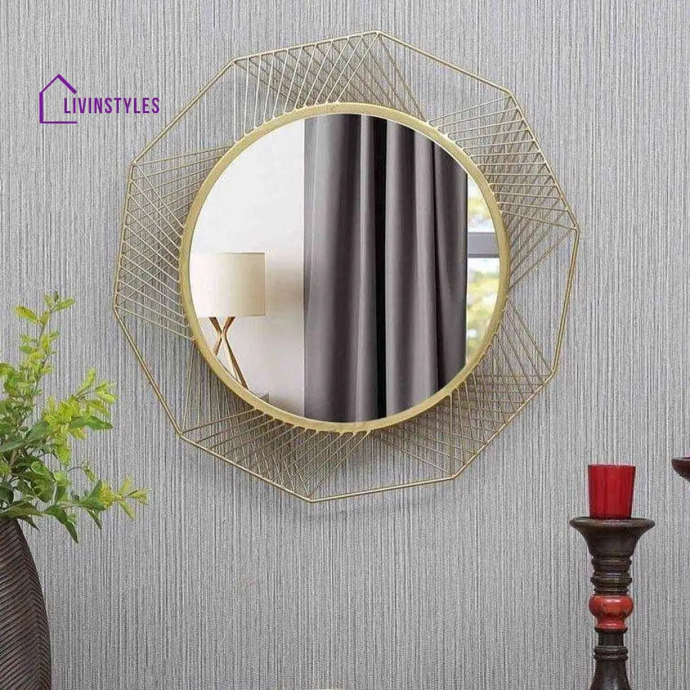 Niharika Metal Gold Wall Mirror