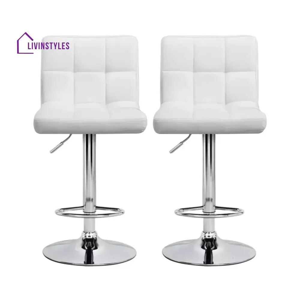 Nikhil Luxurious Leatherette White Bar Stool