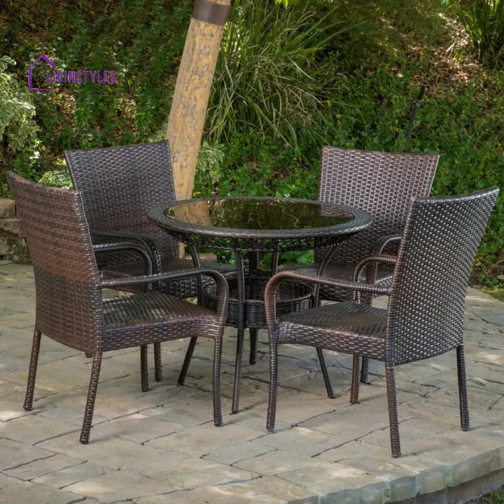 Nirmala 4 Seater Round Outdoor Dining Set