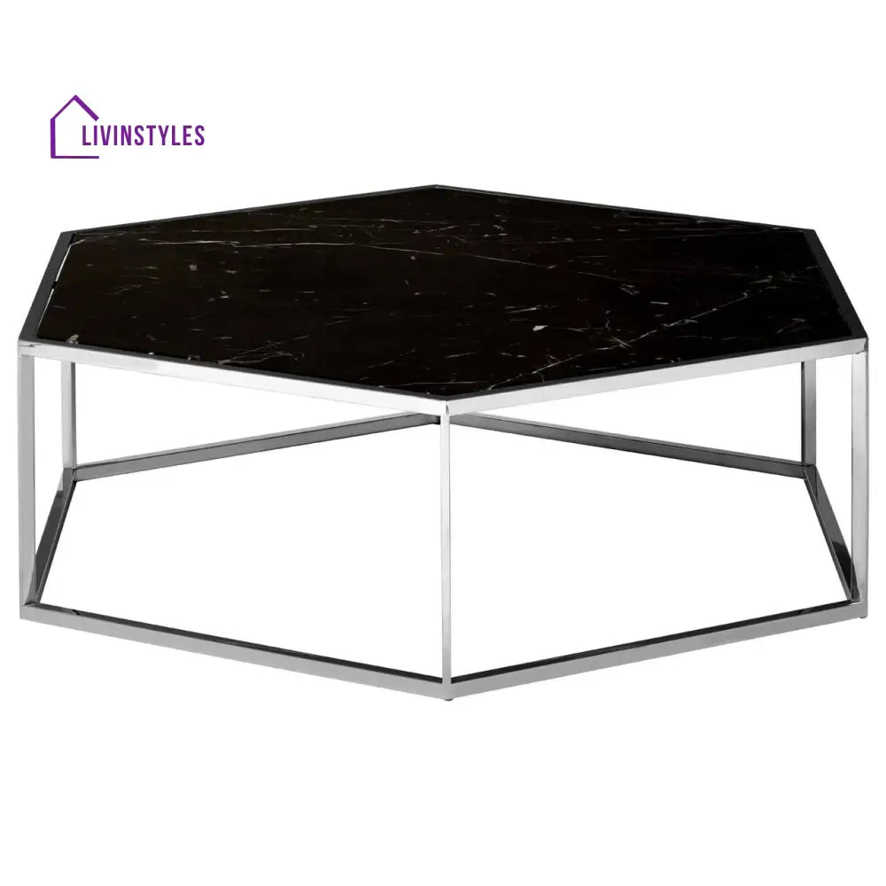 Nisha Silver Frame Hexagon Coffee Table Living