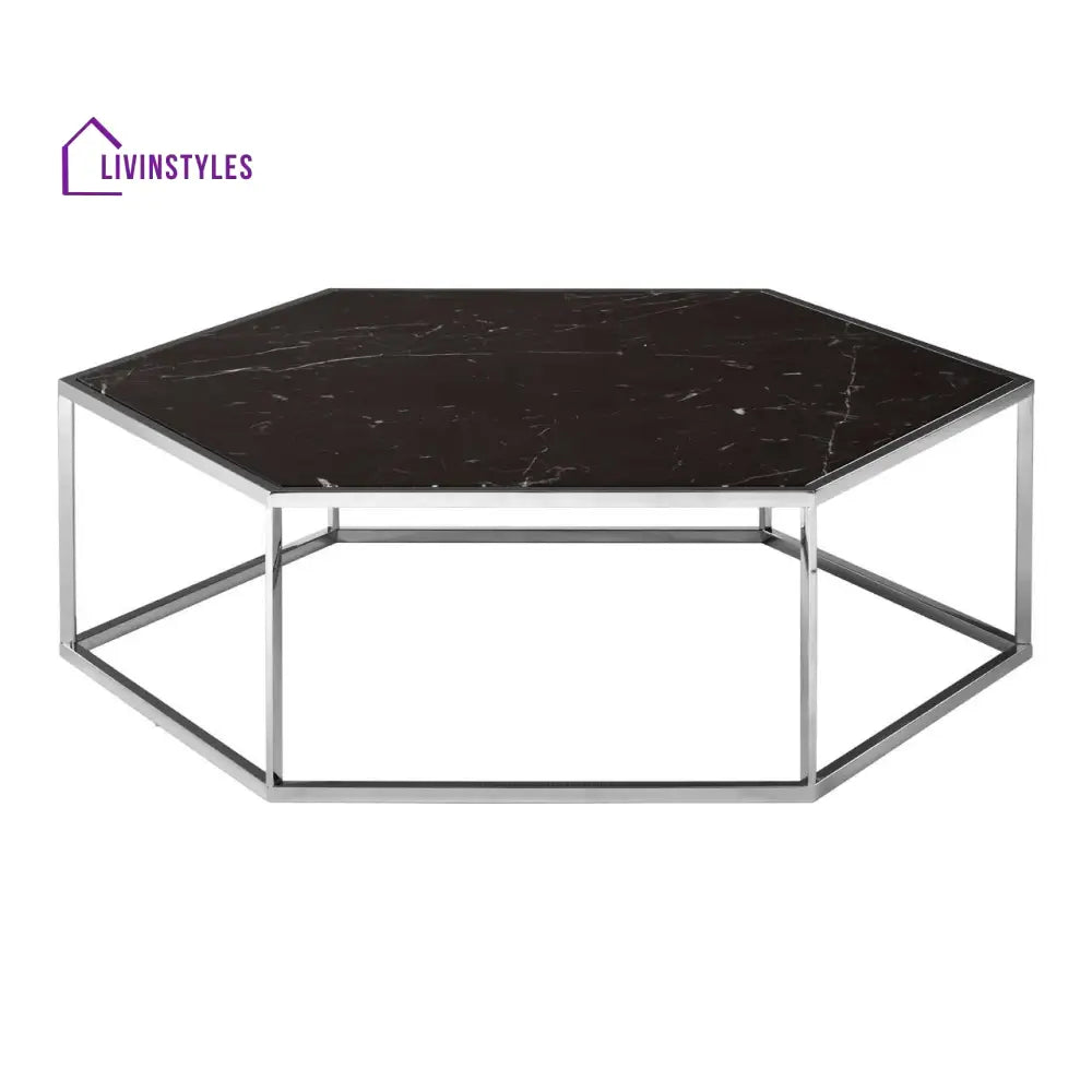 Nisha Silver Frame Hexagon Coffee Table Living