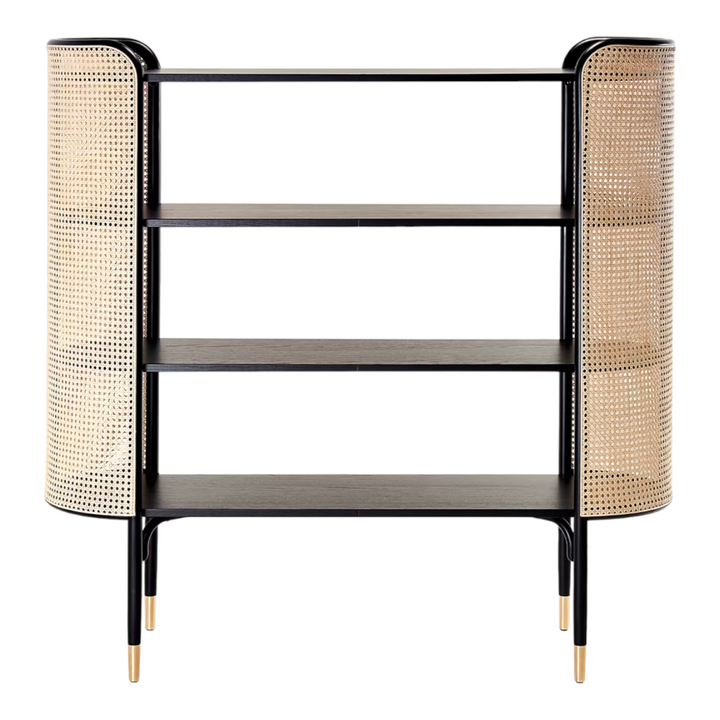 Kapiton Rattan Bookshelf Black Mango Wood & Rattan