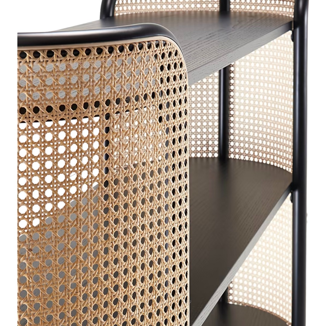 Kapiton Rattan Bookshelf Black Mango Wood & Rattan