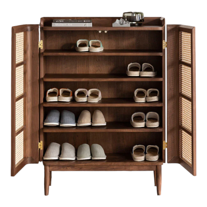 Zakhar Cane Shoe Rack Sheesham Wood & Cane