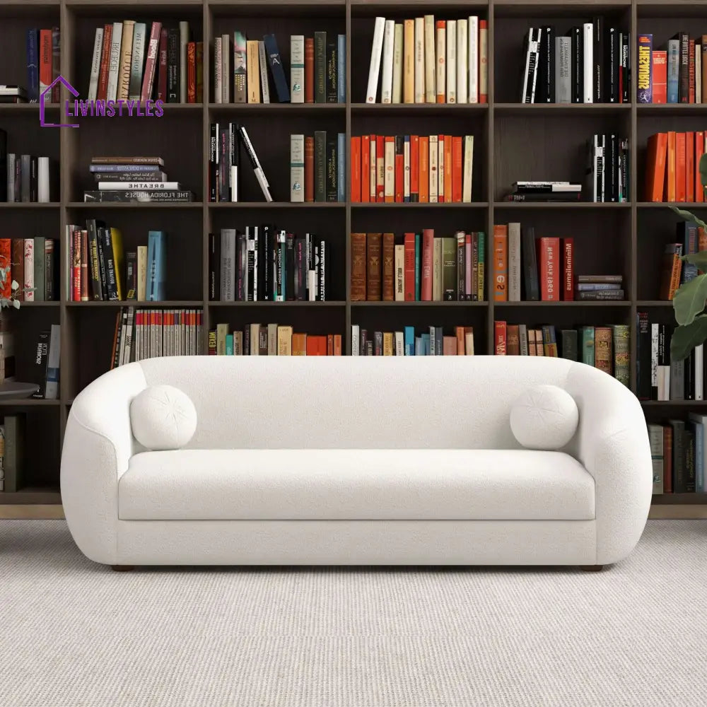 Nitin Beige Three Seater Sofa For Living Room