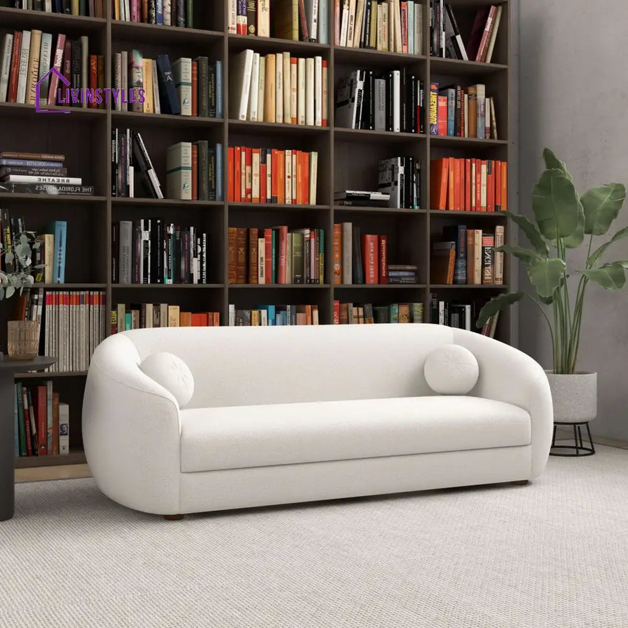 Nitin Beige Three Seater Sofa For Living Room