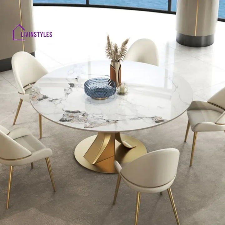 Niveen Round Metal Base Dining Table