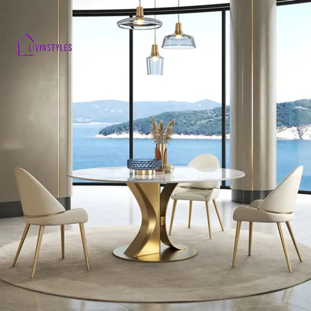 Niveen Round Metal Base Dining Table