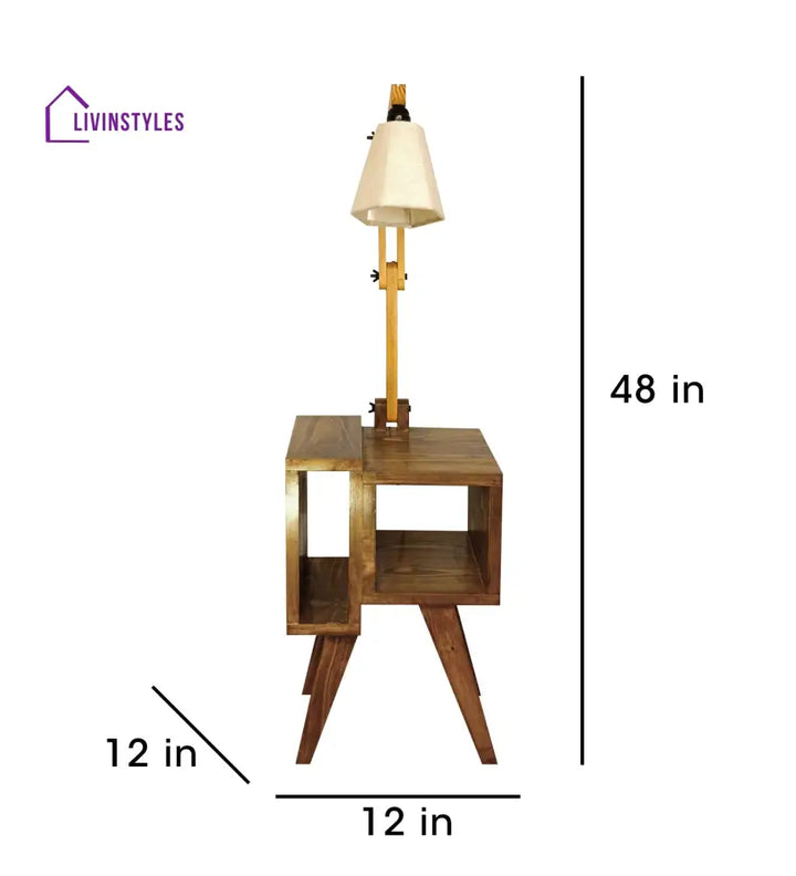 Noel Wooden Floor Lamp With Brown Base And Jute Fabric Lampshade Lamps