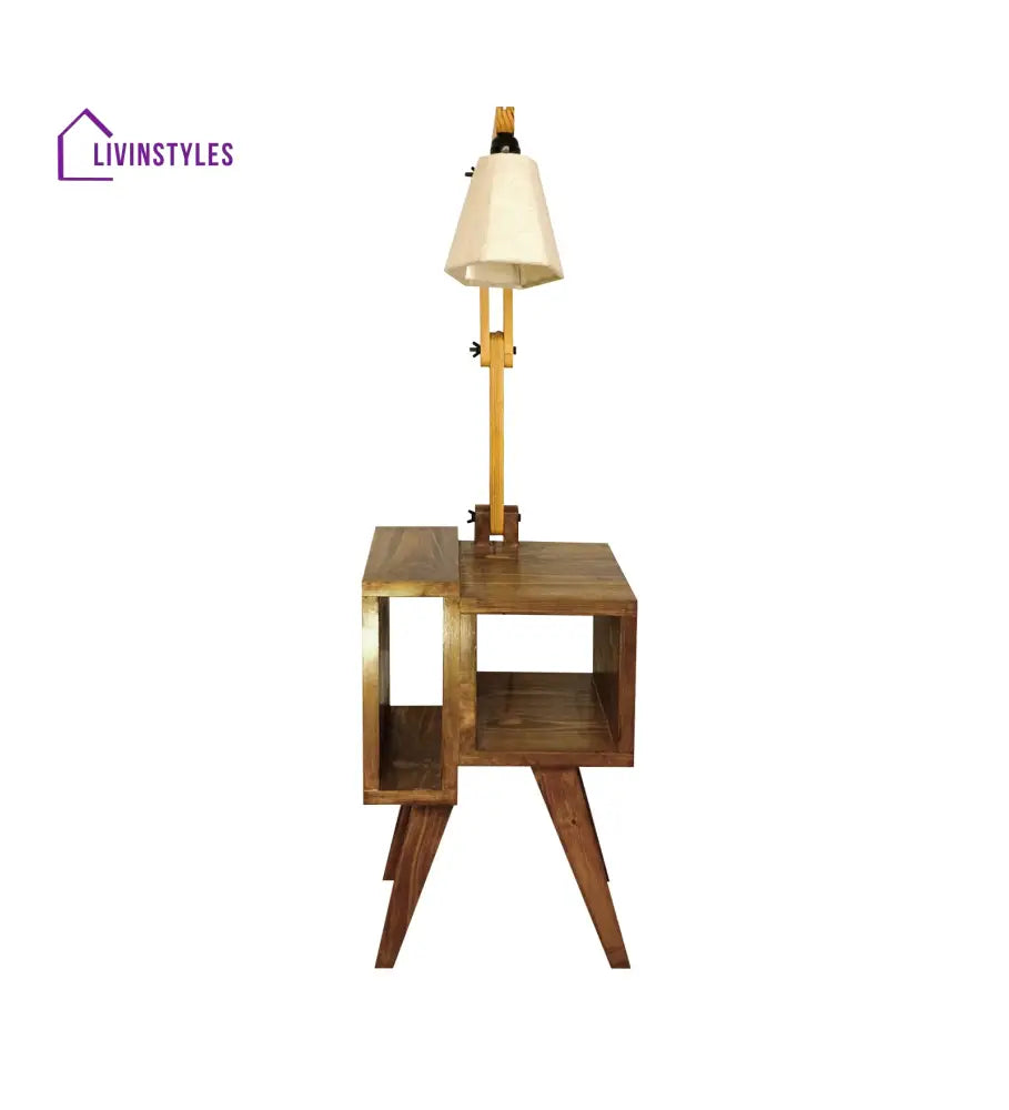 Noel Wooden Floor Lamp With Brown Base And Jute Fabric Lampshade Lamps