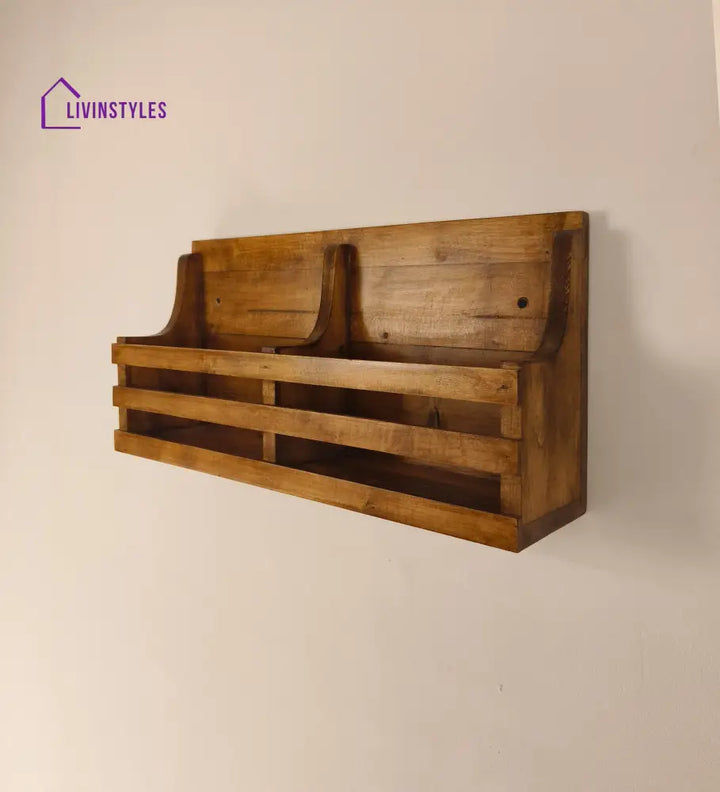 Norita Wooden Wall Shelf Organiser With Key Holders