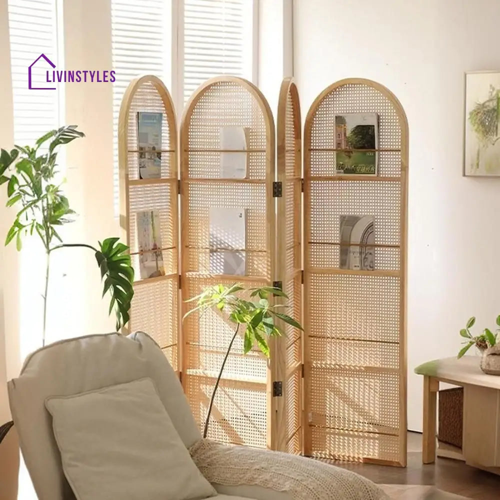 Nova Wooden and Cane Weaving Room Partition for Living Room