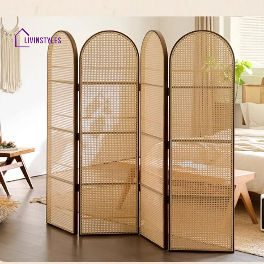 Nova Wooden and Cane Weaving Room Partition for Living Room