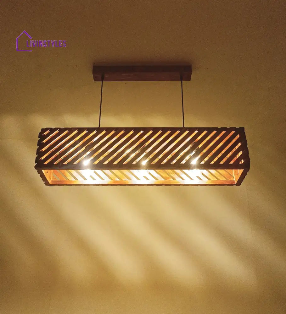 Oblique 36 Centrum Brown Wooden 3 Series Hanging Lamp Lamps