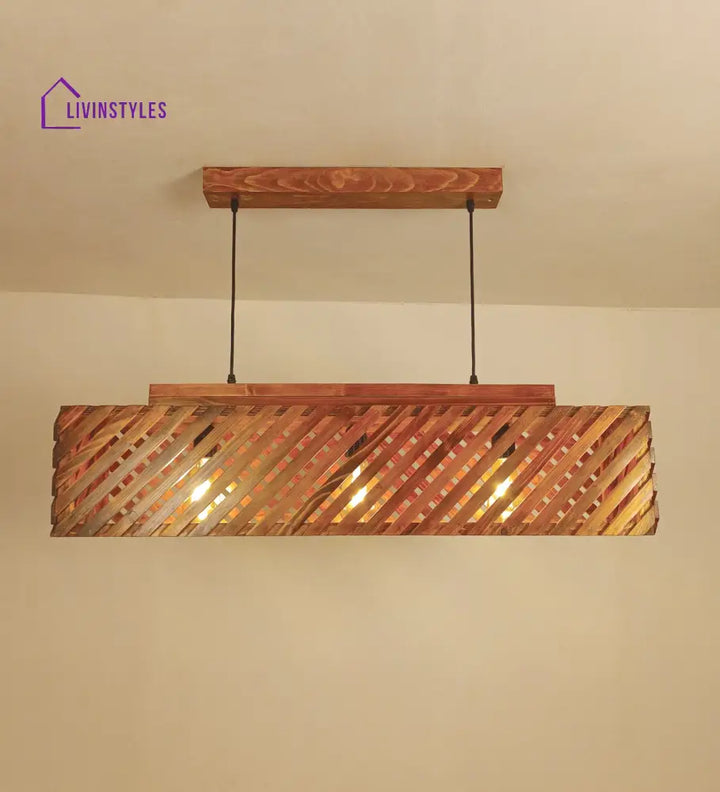 Oblique 36 Centrum Brown Wooden 3 Series Hanging Lamp Lamps