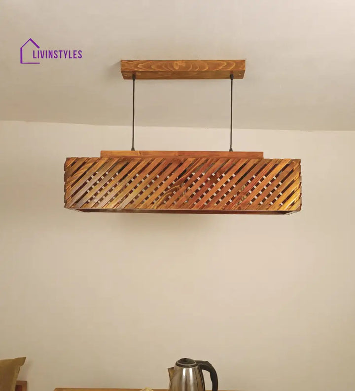 Oblique 36 Centrum Brown Wooden 3 Series Hanging Lamp Lamps