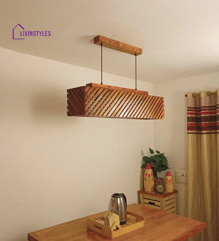 Oblique 36 Centrum Brown Wooden 3 Series Hanging Lamp Lamps