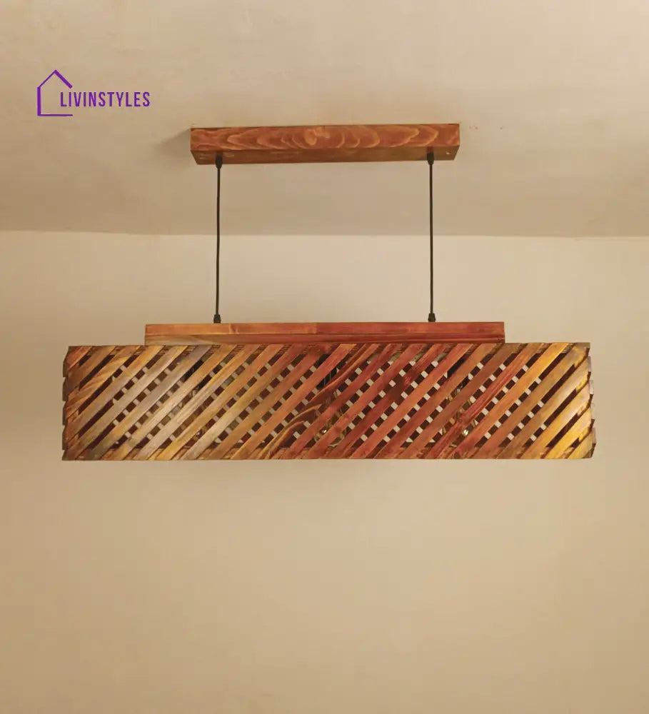 Oblique 36 Centrum Brown Wooden 3 Series Hanging Lamp Lamps