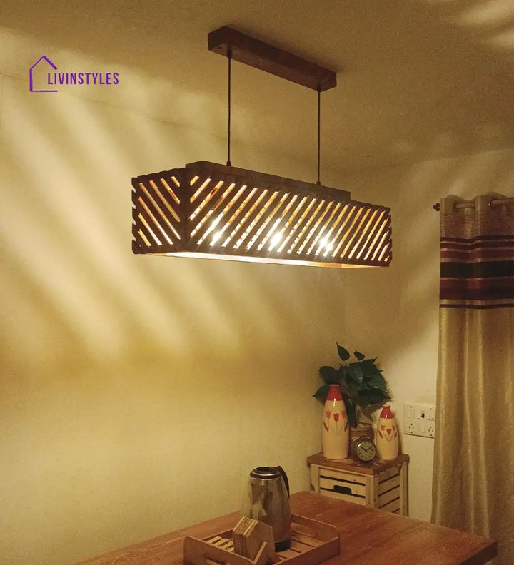 Oblique 36 Centrum Brown Wooden 3 Series Hanging Lamp Lamps