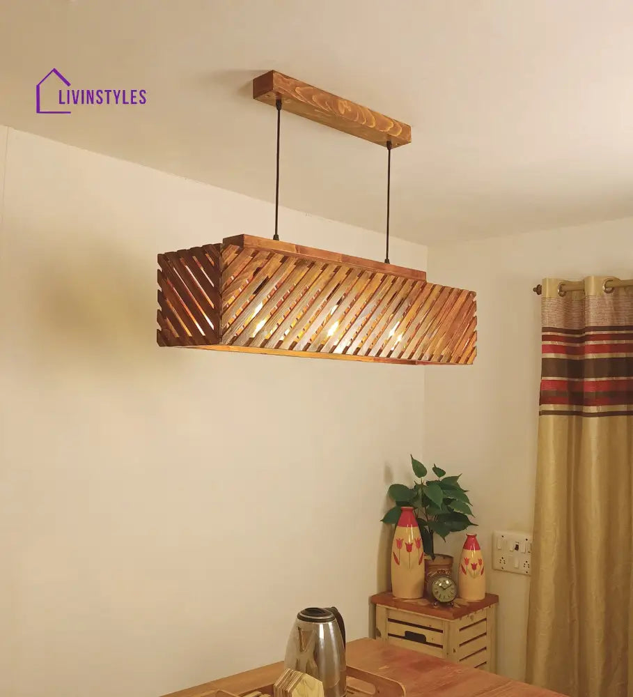 Oblique 36 Centrum Brown Wooden 3 Series Hanging Lamp Lamps