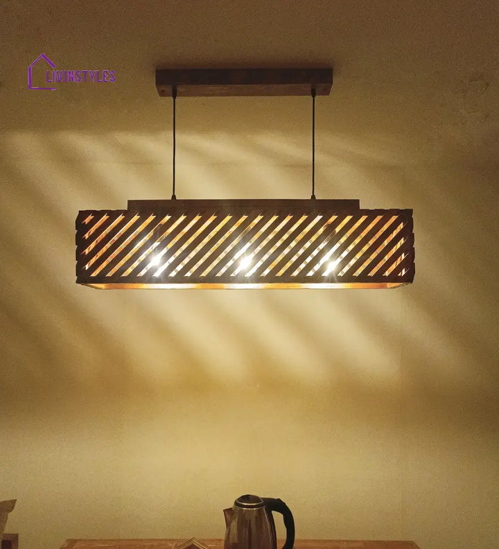 Oblique 36 Centrum Brown Wooden 3 Series Hanging Lamp Lamps