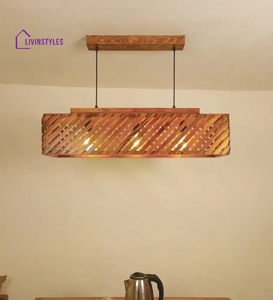 Oblique 36 Centrum Brown Wooden 3 Series Hanging Lamp Lamps