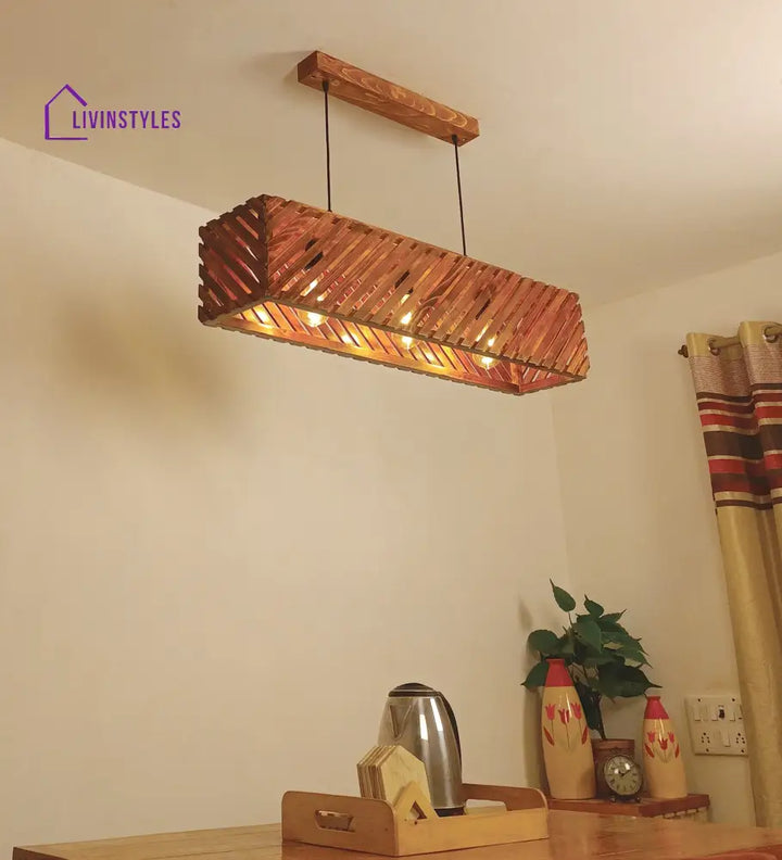 Oblique 36 Centrum Brown Wooden 3 Series Hanging Lamp Lamps