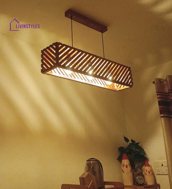 Oblique 36 Centrum Brown Wooden 3 Series Hanging Lamp Lamps