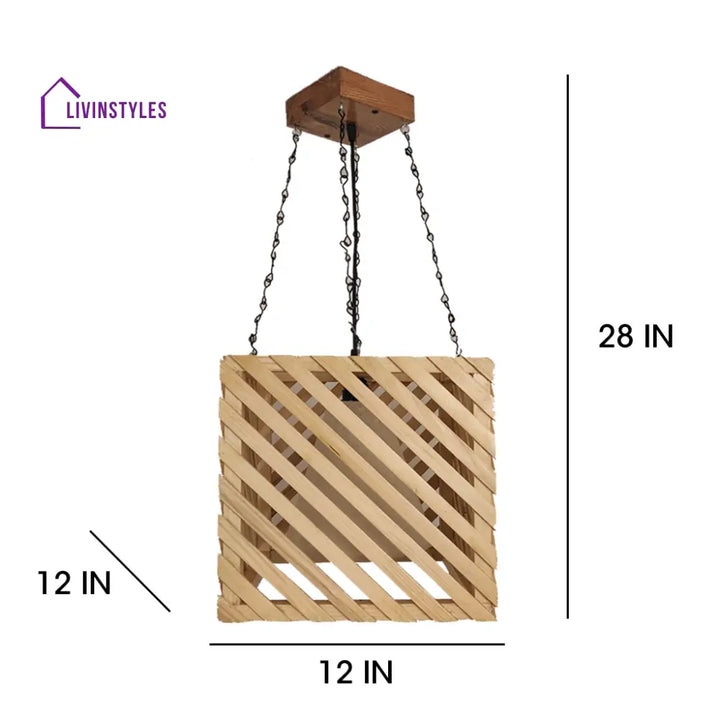 Oblique Beige Wooden Single Hanging Lamp Lamps