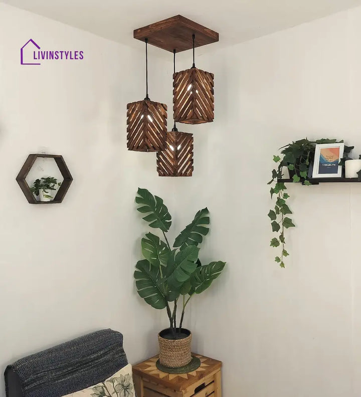 Oblique Brown Cluster Hanging Lamp Lamps