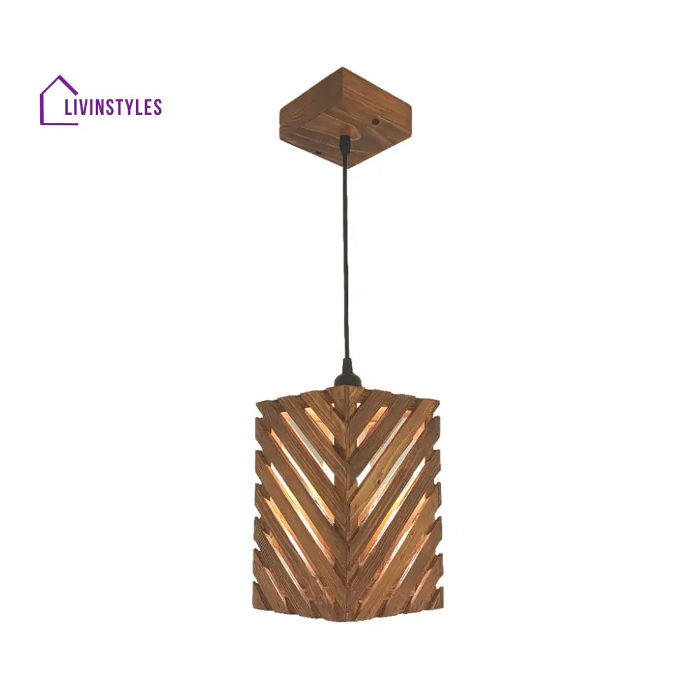 Oblique Brown Wooden Single Hanging Lamp Lamps