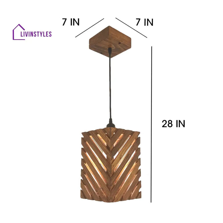 Oblique Brown Wooden Single Hanging Lamp Lamps