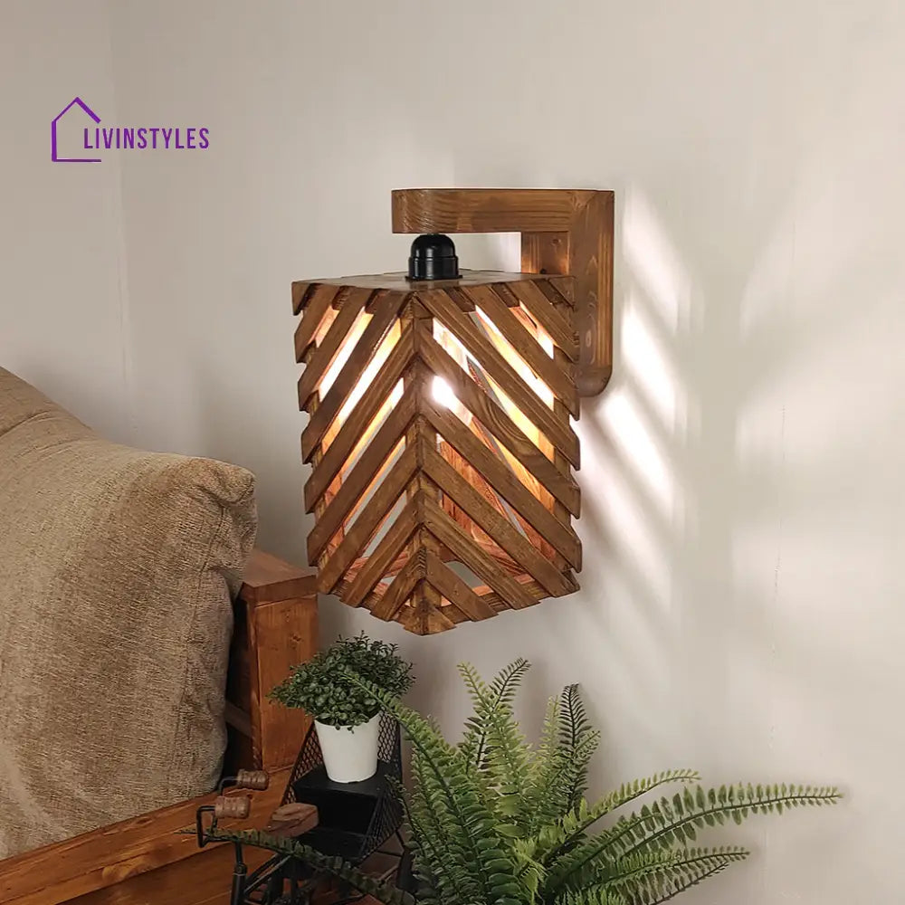 Oblique Brown Wooden Wall Light Lights