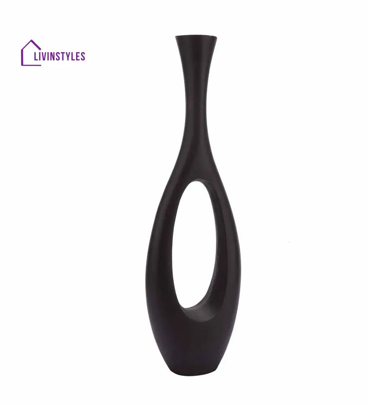 Oblong Raw Black Finish (Large) Aluminium Floor Vase